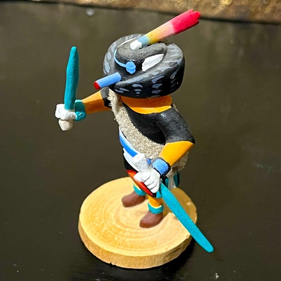 🖤Vintage Authentic Black Warrior Kachina Doll Miniature Native First People🖤 - Picture 2 of 8